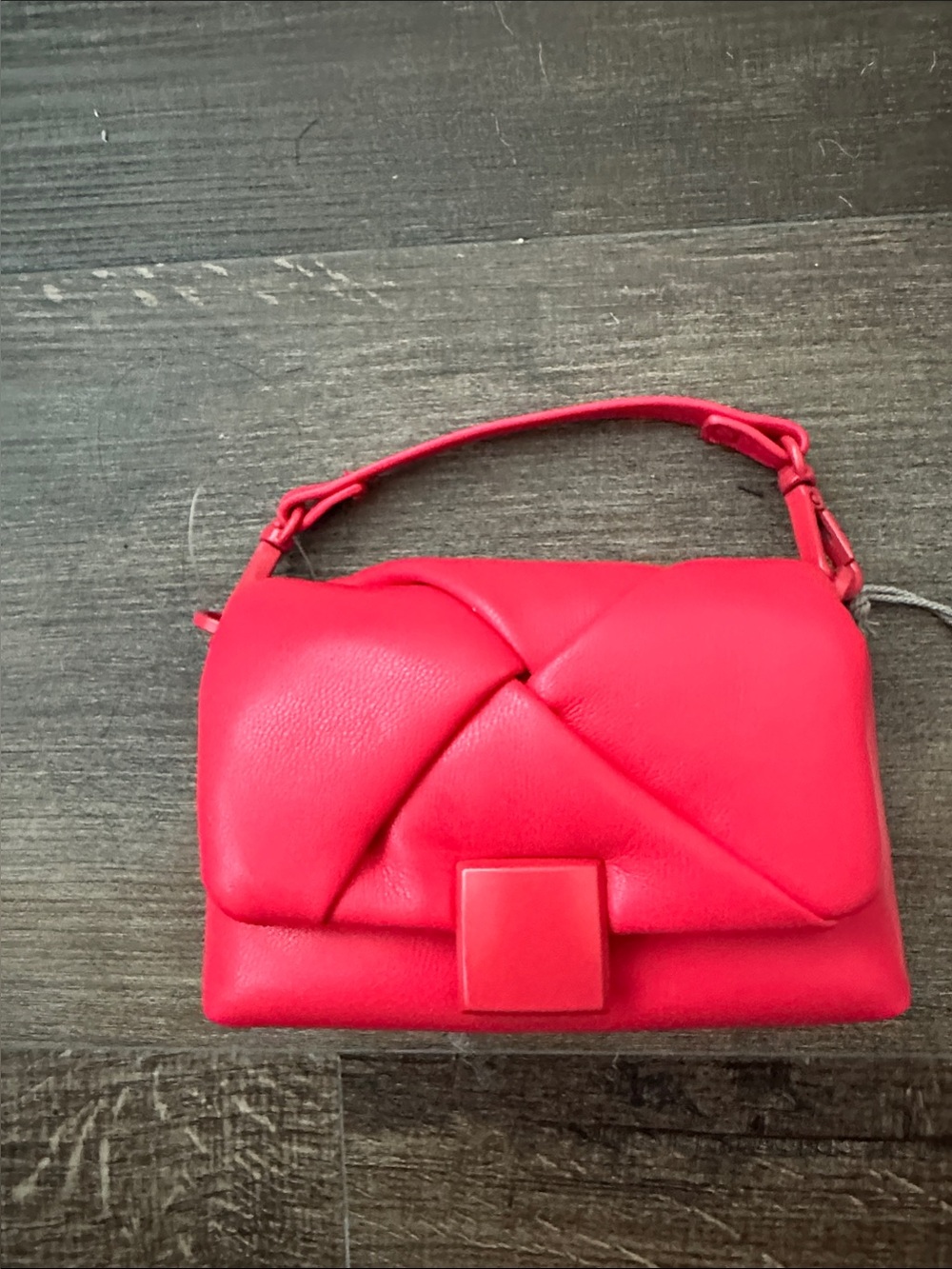 a new day red quilted bag charm